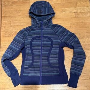 Lululemon Striped Blue Hooded Zip Jacket-Vintage